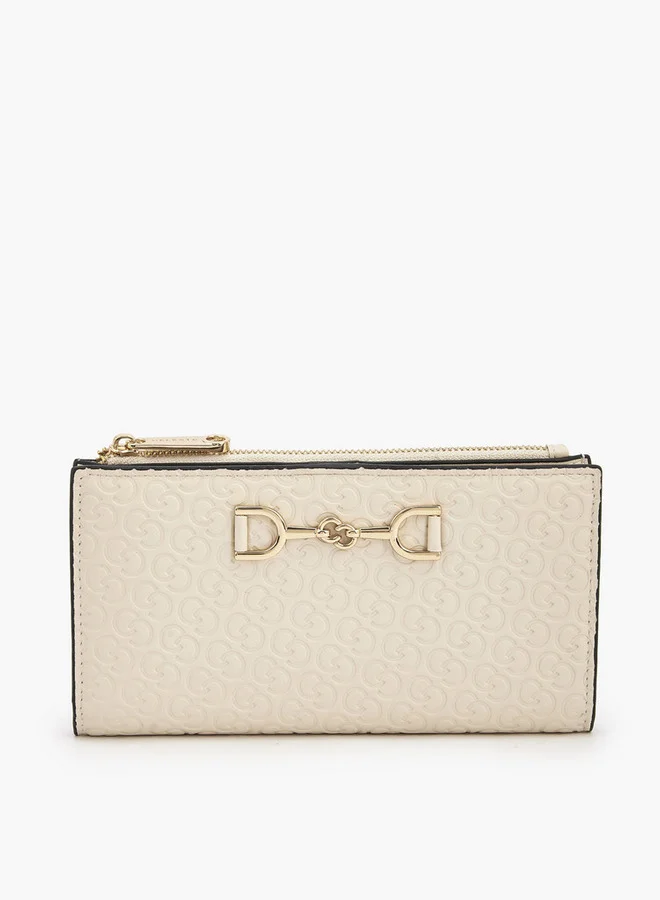 سيليست Monogram Embossed Wallet With Button Closure